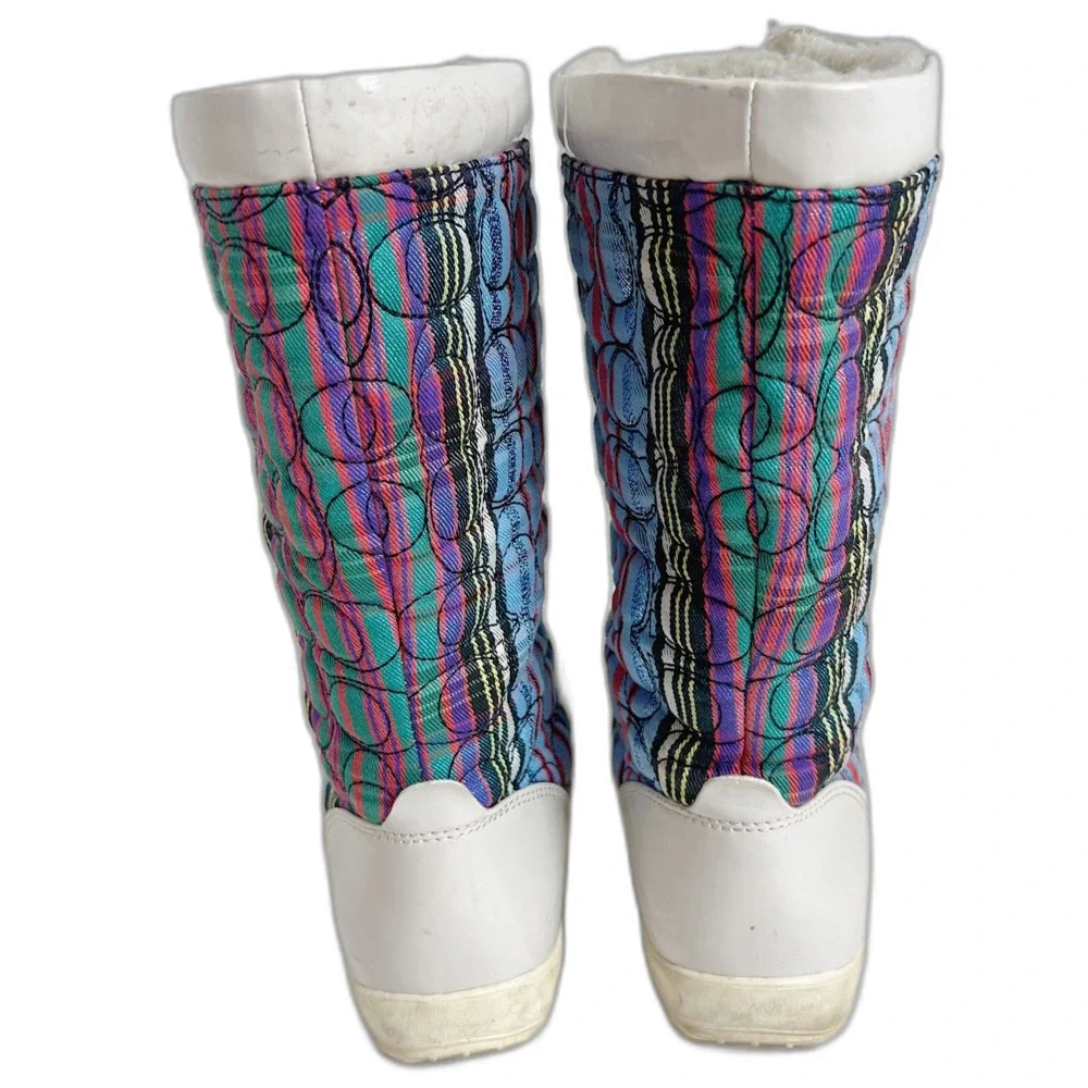 y2k Vintage Coach Peggey Signature Logo Winter Boots Snow Moon Boots Size 8 - Picture 5 of 13